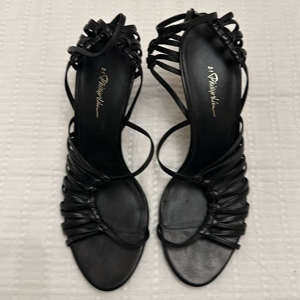 3.1 Phillip Lim Black Ankle Strap Leather Heels